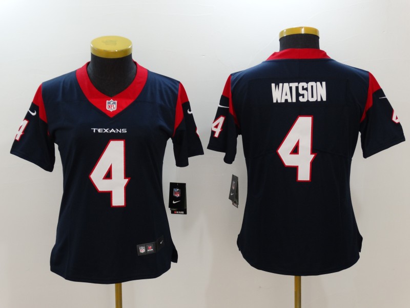 Women's Houston Texans #4 Deshaun Watson Navy Blue Team Color Vapor Untouchable Limited Stitched NFL Jersey